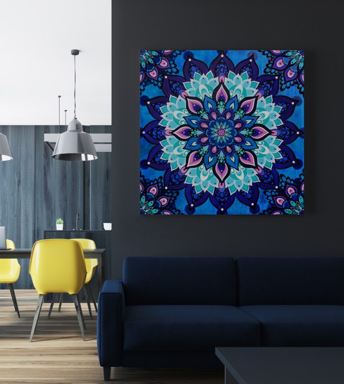 Mandala Art - Floating in Deep Blue