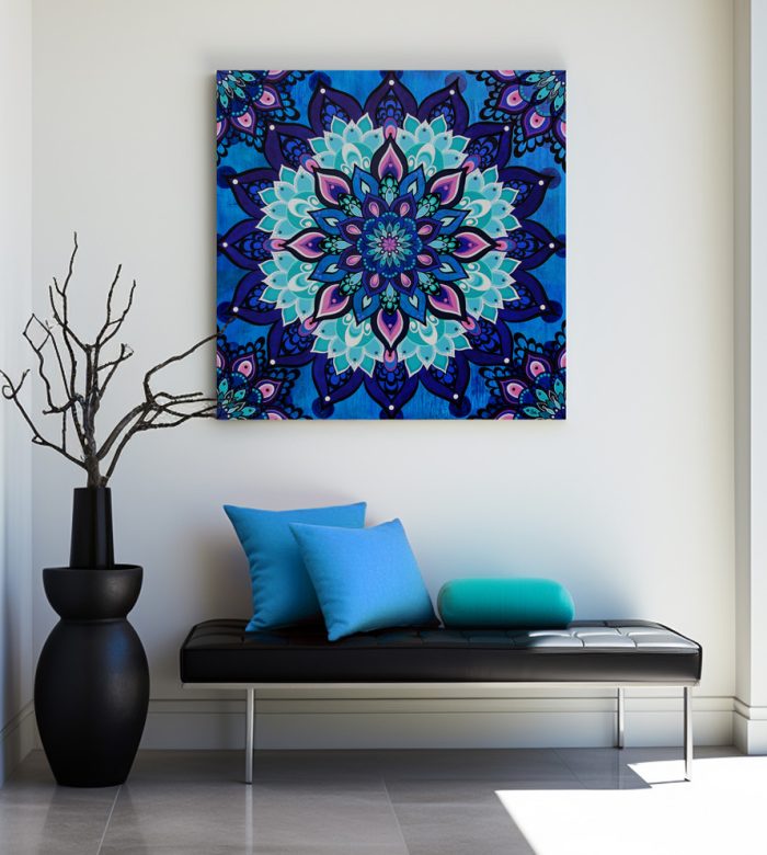 Mandala Art - Floating in Deep Blue